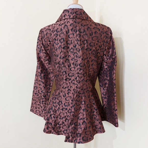 Vintage 80's Carissimo Rose Gold Metallic Embroidered Peplum Elegant Blazer - Picture 8 of 15